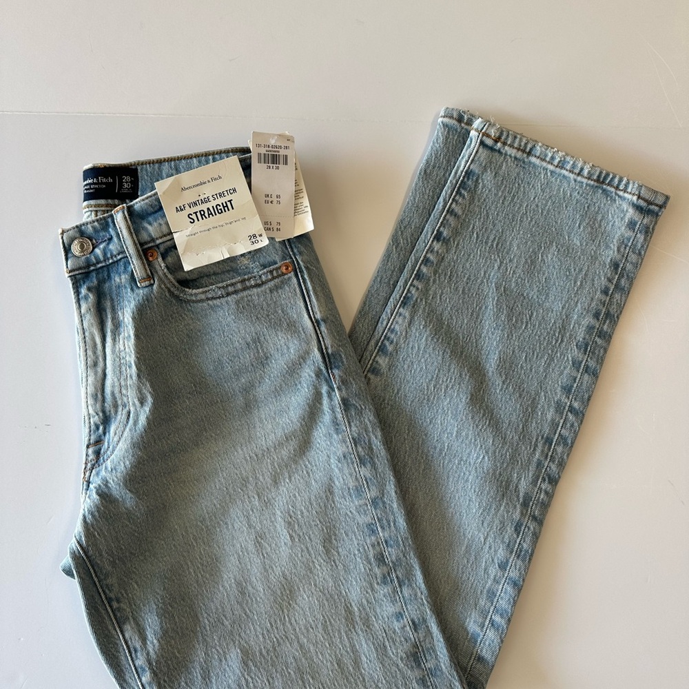 Abercrombie & Fitch Light Blue Vintage Stretch Straight Jeans 28x30 - Picture 11 of 11